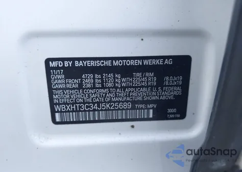 2018 BMW X1 xDrive28I from USA, damaged, VIN WBXHT3C34J5K25689
